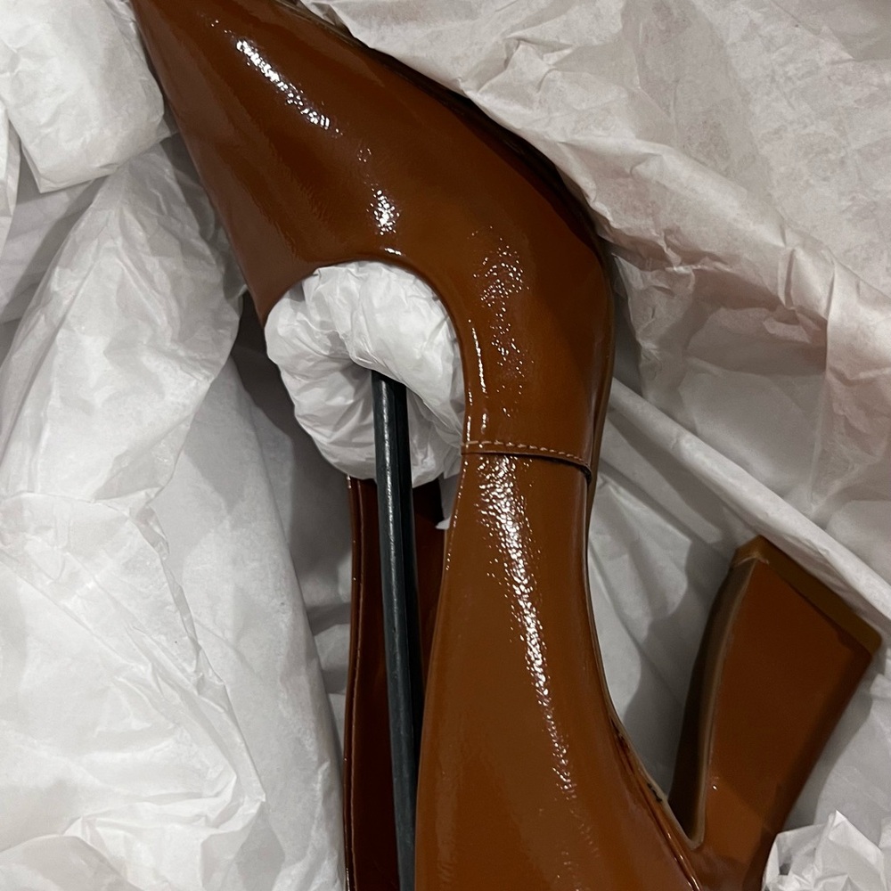 Gianni Bini Shiny Brown Heels